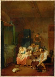 Sisätila, aamu (maalaus kankaalle)