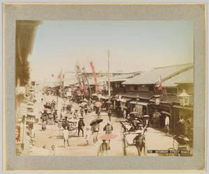Dotonbori Street, Osaka, Japani (käsinvärinen mustavalkokuva)