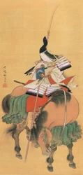 Naispuolinen samurai-soturi Tomoe Gozen (piirros)