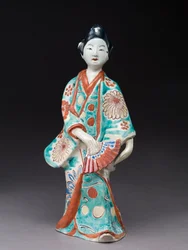Tanssivan naisen hahmo, japanilainen, luultavasti 1600-luvulla (keramiikka emalilla)