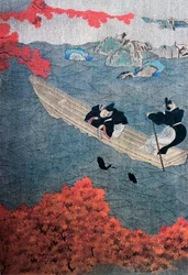 Kalastus, Yukihide, Tosa-koulu, silkkimaalaus, Japani