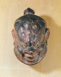 Gigaku-naamio, Nara-kausi (645-794) (monivärinen puu)