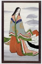 Japanilainen kirjallisuus: kuvitus Murasaki Shikibun tarinan "Le dit du gengi" luvusta "Suetsumu hana" (10-1100-luku) 1400-luku Yksityinen kokoelma