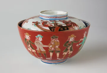 Riisikulho ja kansi, mahdollisesti 1800-luku (Ko-Imari-astiat, posliini, jossa aluslasituksen sininen ja overglaze emali)