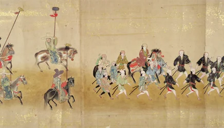 Kuudes Korean suurlähetystö Japanissa Meireki 1:ssä Tokugawa Ietsunan peräkkäin vuonna 1651, mahdollisesti Kano Masunobu (1625-94) (rullamaalaus) (yksityiskohta)