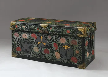 Säilytyslaatikko (Nagamochi), Edo Period (lakka ja kullattu kupari)
