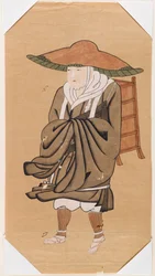 Kiinan buddhalainen pyhiinvaeltaja Hsuan-Tsang (muste paperille)
