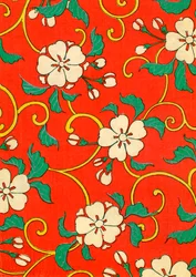 Woodblock-printti omenakukista