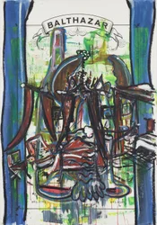 Après Le Vernissage, 2012 (sekatekniikka akvarellipaperille paneelille kiinnitettynä ja resepti kääntöpuolella)