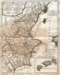 Valencian ja Murcian kuningaskunnan kartta (Espanja) (kaiverrus