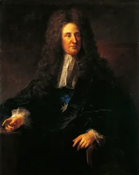 Muotokuva Jules Hardouin Mansartista (1646-1708), ranskalaisesta arkkitehdista, ranskalaisen barokkiarkkitehtuurin johtavista henkilöistä, Jean-Francois Milletin (1814-1875) maalaus