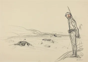 Marnen varrella, luultavasti 1918 (värikynä paperille).