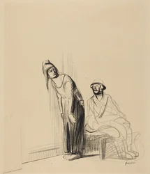 Rauhankonferenssissa, noin 1919 (tussi paperille).