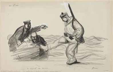 Au Piree. -Le depart des boches., 1914-1919 (piirustus).