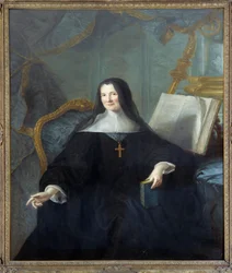 Chellesin abbedissan Anne Geyssans de Clermont-Chatten (Clermont Chatte) muotokuva (kuoli 1789), mitat 1,46x1,14 m