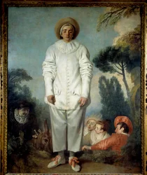 Pierrot, jota kutsuttiin aiemmin Gillesiksi. (Pedrolino Commedia dell