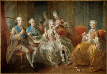 Penthievren herttuan perhe vuonna 1768 tai "La Tasse de Chocolat": yhdistyneet muotokuvat Penthievren herttuasta (1725-1793), hänen poikastaan Lamballen prinssistä (1747-1768) ja Lamballen prinsessasta (1749). -1792), hänen tyttärensä Mademoiselle de Penth