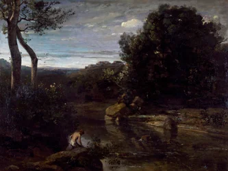 Jean-Baptiste-Camille Corot (1796-1875) kylpevä pastori.