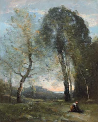 Talonpoikanainen kerää puuta, Italia, n. 1870-2
