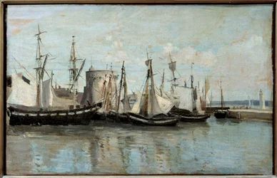 Näkymä La Rochellesta, viemärisataman sisäänkäynti vuonna 1851. Camille Corotin maalaus (1796-1875)