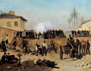Pariisin piiritys: "" taistelu Villejuifissa 19.9.1870"" Edouard Detaillen (1848-1912) maalaus 1870 su. 0,55x0,67 m Pariisi, musee d