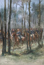 Sotilaita ratsain, 1884