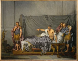 Keisari Lucius Septimius Severus syyttää poikaansa Caracallaa salamurhansa suunnittelemisesta ...