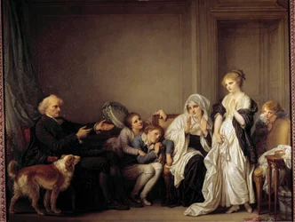 Hoito ja nuori leski Jean Baptiste Greuzen (1725-1805) maalaus 1700-luku