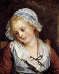 Muotokuva neito Jean-Baptiste Greuzen (1725-1805) maalaus. 1765. Dim. 0,45x0,37 m. Chantilly, Musee Conde - Nuoren tytön muotokuva. Jean-Baptiste Greuzen (1725-1805) maalaus. 1765. 0,45 x 0,37 m. Conde-museo, Chantilly, Ranska
