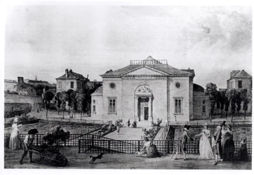 Jardin des Plantesin suuri amfiteatteri Pariisissa vuonna 1794, E.T. Hamyn teoksesta "Le Museum d