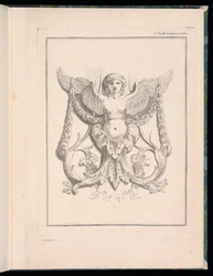 Suunnittelu sfinksille, pl. 2, Deuxieme Cahiers des arabesques dessinés par J.B. Huet... [Kirja 2, Portfolios of Arabesques Designed by J.B. on]