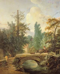 Talonpoika ja hänen aasinsa ylittämässä siltaa, 1775