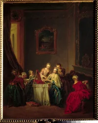La toilette Jean Baptiste Paterin (1695-1736) maalaus 1700-luvun su. 0,47x0,37 m Pariisi, Musee du Louvre