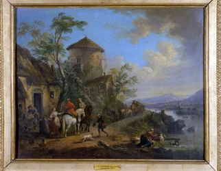 Maaseutumaisema: "Jalustinisku" - J.B Lallemandin (1716 - 1803) maalaus, 1600-luvun loppu, Dijonin taidemuseo.