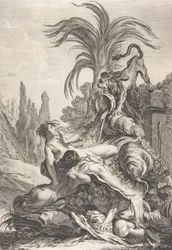 The Frightened Naiad Epäsiistynyt Naiad perääntyy peloissaan nähdessään leijonan, n. 1740.,