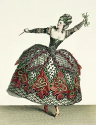Puku raivolle Iphigeniassa Taurisissa ja useissa muissa oopperoissa, kaiverrus Rene Gaillard (n. 1710-90) n. 1780