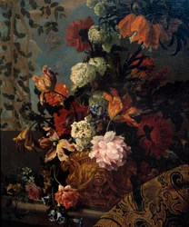 Kukkien asetelma Jean Baptiste (Jean-Baptiste) Monnoyer (1634-1699) 1600-luvun su. 1,13x1 m Marseille, Musee des Beaux Arts