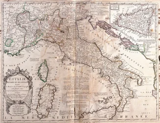 Italian kartta Korsikan, Sardinian ja Sisilian kanssa (kaiverrus