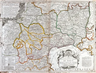 Languedocin kartta (Etelä-Ranska) (kaiverrus