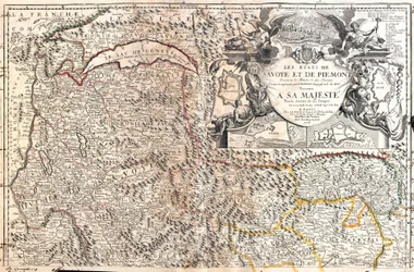 Savoyn ja Piemonten kartta (Italia) (kaiverrus