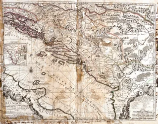 Dalmatian kuningaskunnan kartta (nykyinen Kroatia ja Montenegro), Venetsianlahden rannikolla (Adrianmeri) (kaiverrus
