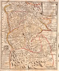 Piemonten kartta (Italia) (kaiverrus