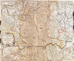 Milanon alueen kartta (Italia) (kaiverrus