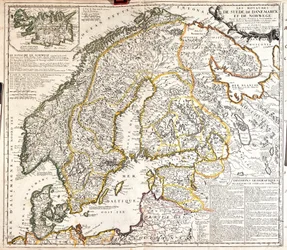 Norjan, Ruotsin ja Tanskan kuningaskuntien kartta (kaiverrus