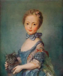 Tyttö ja kissanpentu, n. 1743