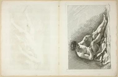 Figuuri (recto ja verso), toisesta akatemioiden hahmojen kirjasta, jonka osaksi kaivertavat Royal Academyn professorit