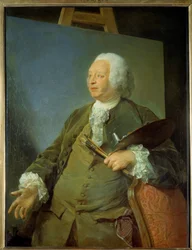 Taidemaalari Jean Baptiste Oudryn (1686-1755) muotokuva Jean-Baptiste Perroneaun maalaus (Jean Baptiste Perronneau) (1715-1783) 1700-luku Aurinko 1,31x1,05 m