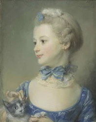 Pieni tyttö kissa Marie-Anne Huquier, 1747.