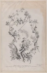 Uusi kirja kiinalaisista koristeista. Keksi ja kaivertanut J. Pillement, 1755.,