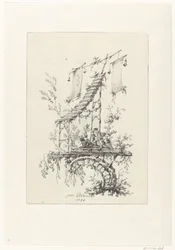 Koristeellinen sävellys chinoiserie-tyyliin Chinoiserie-tyylisiä koristekuvioita Deuxième Cahier de six Baraques Chinoisesille (sarjan nimi)